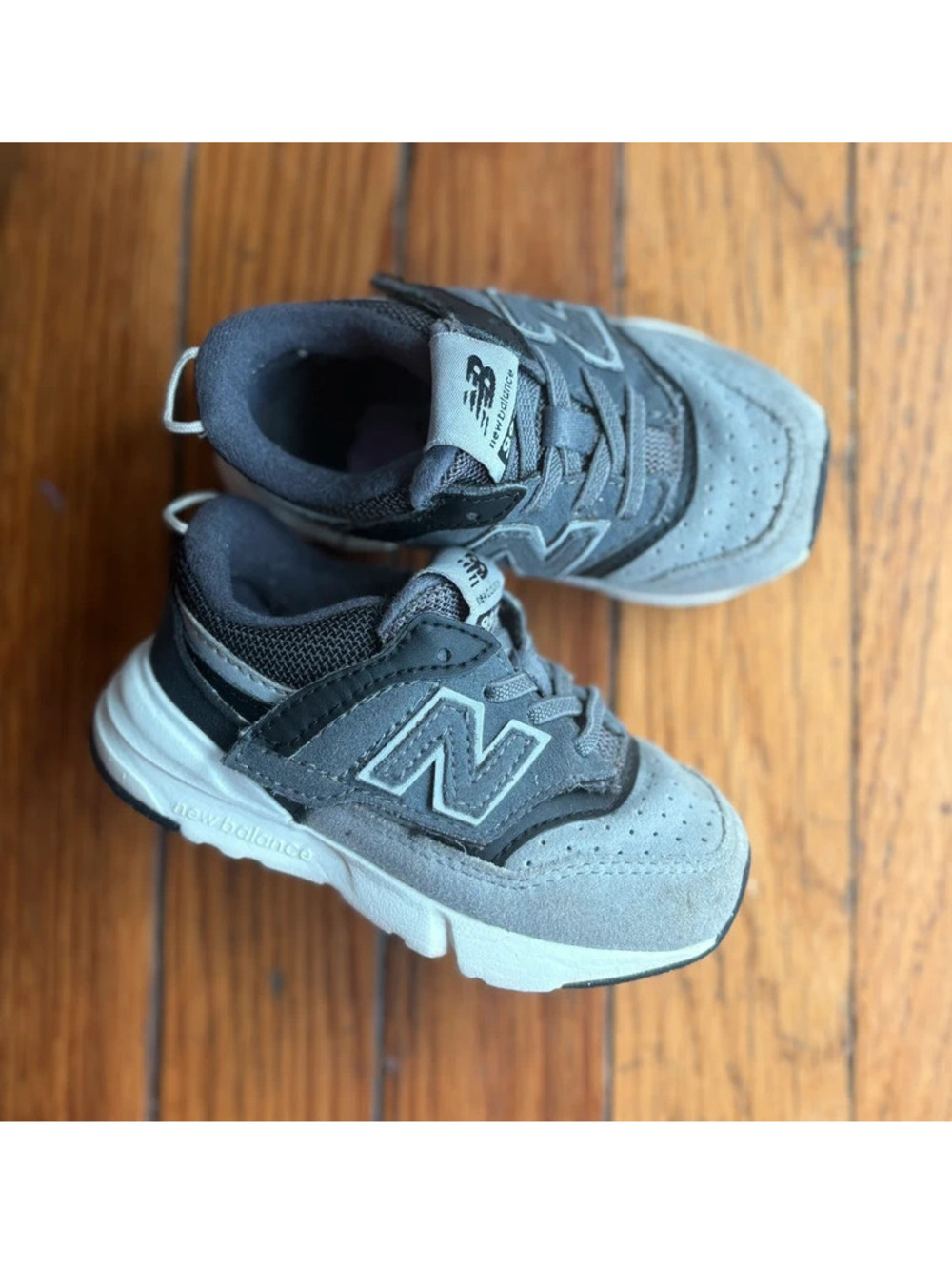 5 USA Toddler Gray Velcro New Balance Sneakers